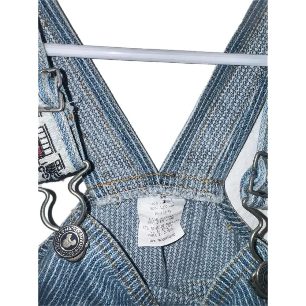 Vintage Disney Mickey's Express railroad stripe denim overalls in size 3T